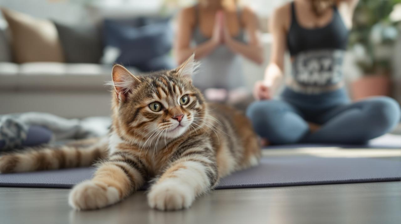 17吃瓜 - 猫咪模仿主人做瑜伽，动作神同步笑喷网友